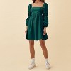 EXLURA Womens Square Neck Dress Long Puff Sleeve A-Line Casual Short Mini Dresses - 2 of 4