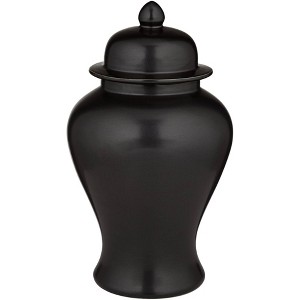 Dahlia Studios Alfano 15" High Onyx Black Ceramic Ginger Jar Urn with Lid - 1 of 4