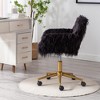 QingMoon Fluffy Office Chair, Adjustable Desk Chair, Faux Fur Computer Chair, Swivel Vanity Chair with Chrome Base for Living Room, Study - 3 of 4