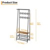 GustoWave Coat Rack with Shoe Storage & 10 Hooks, 3-in-1 Freestanding Coat Stand, Hall Tree with Storage, Metal Frame Clothes Rack, Brown - 2 of 4
