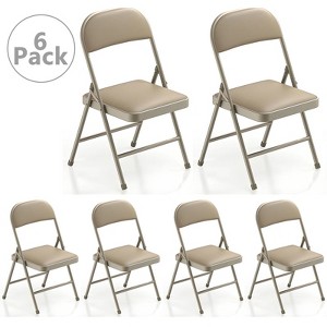 SKONYON 4 Pack Metal Padded Folding Chairs with Comfortable Cushion Adult Foidable Chair for Home and Office - 1 of 4