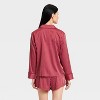 Women's Luxury Collection Satin Notch Collar Long Sleeve Shirt and Shorts Pajama Set - Auden™ - 2 of 3