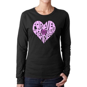 LA Pop Art Forever In Our Hearts - Women's Word Art Long Sleeve T-Shirt - 1 of 4