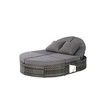 Outdoor Patio Rattan Round Daybed Sunbed with Adjustable Backrests and Foldable Cup Trays - 4 of 4