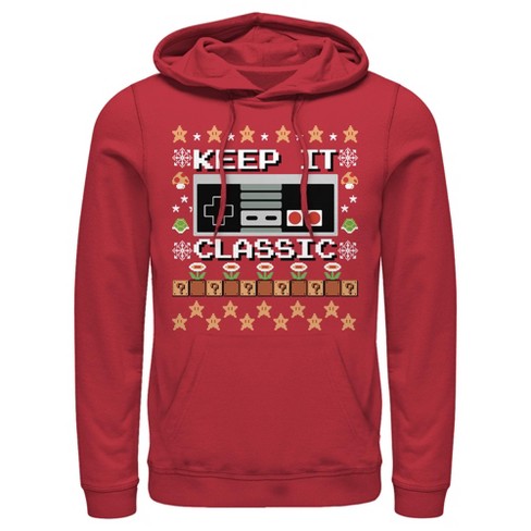 Men s Nintendo Ugly Christmas Sweater Print Keep It Classic Pull Over Hoodie Target