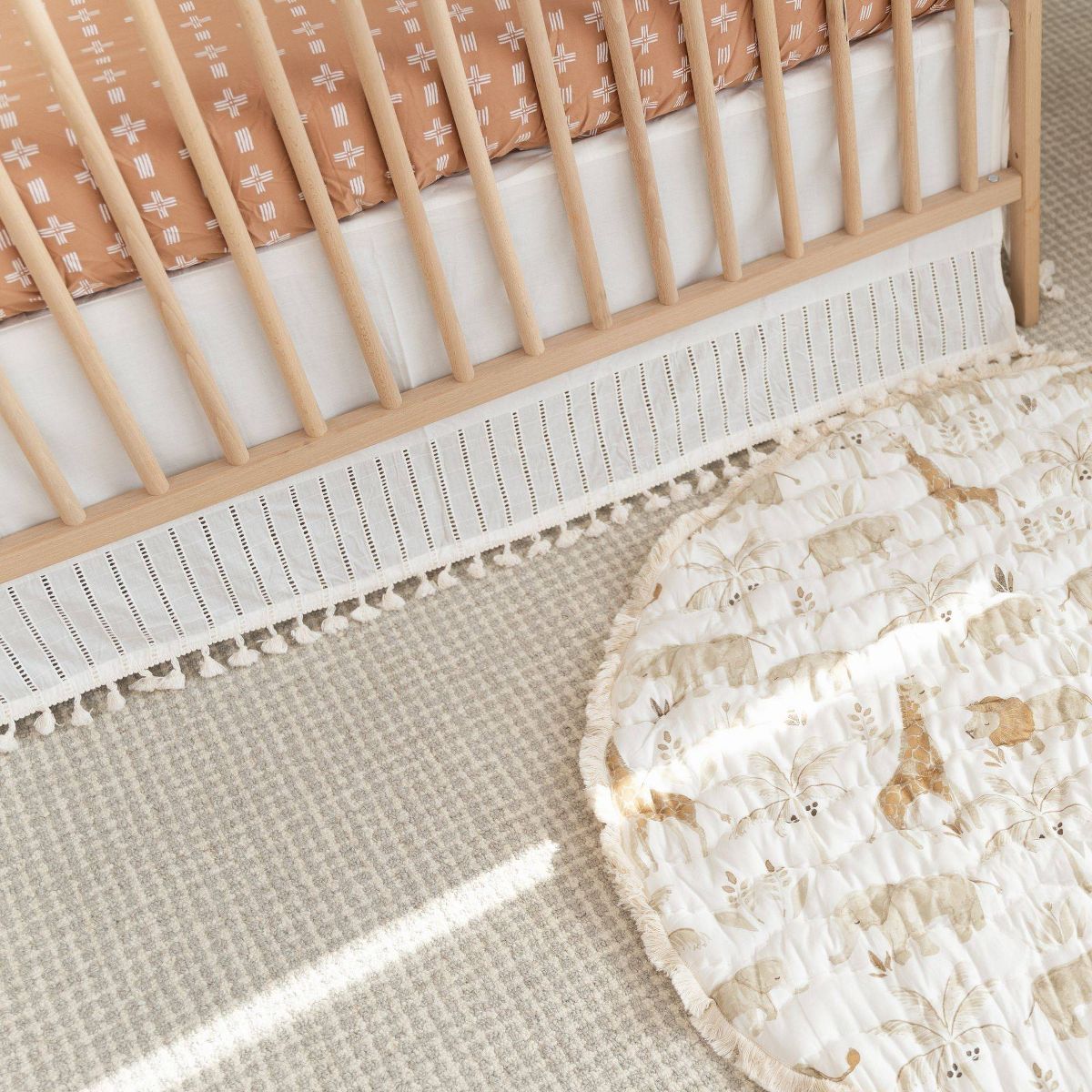 Crane Baby Cotton Tassel Boho Crib Skirt - Off-White - thumbnail 8