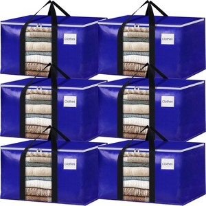 6 Pack Moving Bags Clear Window, Storage Bags Strong Carrying Handles & Zippers,Large Packing Bags Saving - 1 of 4