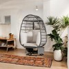 Outdoor Swivel Rocker Egg Chair with Cushions, Grey Wicker Patio Chair with 360° Rotation and Rocking Function for Garden, Balcony, and Poolside - 2 of 4