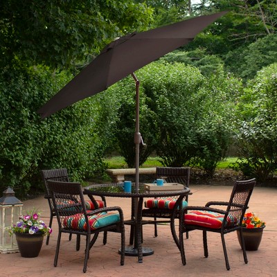 9' Brown Octagon Outdoor Patio Umbrella with Hand Crank and Tilt
