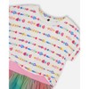 Deux par Deux Girl Bi-Material Dress with Mesh Skirt Multicolored Tie Dye and White - 4 of 4
