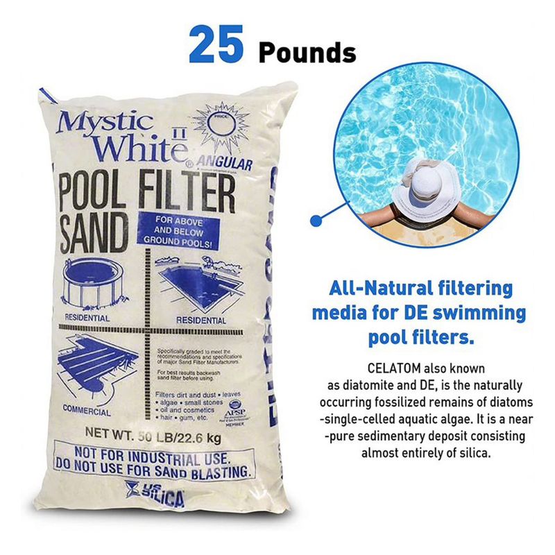 U.S. Silica 50 Pound Mystic White II Non-Corroding Non-Staining Premium Swimming Pool Filter Sand Refill for Even Flow Rate, White (2 Pack), 3 of 7