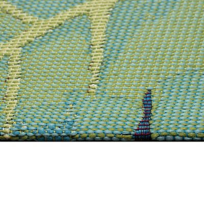 Navy Mum Burst Contemporary Round Indoor/Outdoor Rug