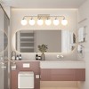 POWLIG 45.28" Nickel Modern Vanity Light Fixture - 6-Light Bathroom Mirror Lighting with Milk White Glass Globe Shades - 3 of 4