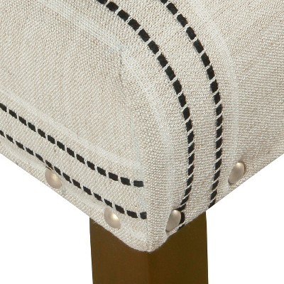Classic Farmhouse Linen Upholstered Side Chair in Black Wood