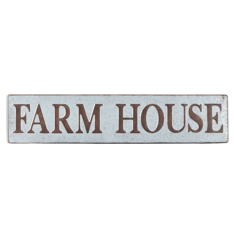 Farmhouse Metal Sign Wall decor Brown/Blue - Olivia &#38; May, 1 of 6