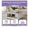Farmhouse Square Coffee Table Grey Wash Cocktail Center Sofa End Table with Bottom Shelf For Living Room - 4 of 4