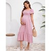 Clearlove Women's Summer Casual Short Sleeve Square Collar Elegant Hem Floral Dress - 3 of 4