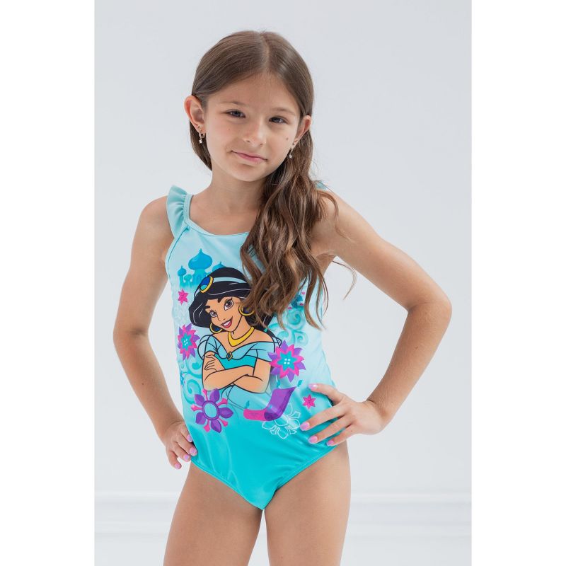 Disney Princess Cinderella Belle Tiana Jasmine Girls One Piece Bathing Suit Toddler to Little Kid, 4 of 8