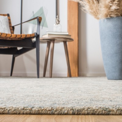 Beige and Gray Hand-Tufted Wool Ikat Runner Rug