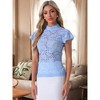 INSPIRE CHIC Women's Elegant Floral Lace Short Sleeve Keyhole Back Semi-Sheer Top - 2 of 4