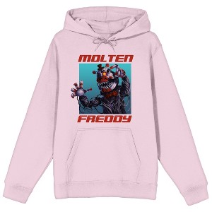 Five Nights At Freddy's Molten Freddy Long Sleeve Cradle Pink Adult Hooded Sweatshirt - 1 of 2