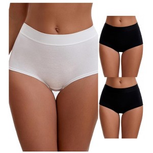 INSPIRE CHIC Women's High Waist Tummy Control Elastic Waistband Comfortable Brief 3 Packs - 1 of 4