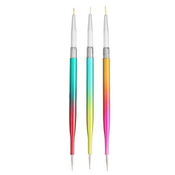 Unique Bargains Double Ended Nail Art Brushes 3 Pcs Nail Design Tool Kit Including Nail Liner Brush and Nail Dotting Pen