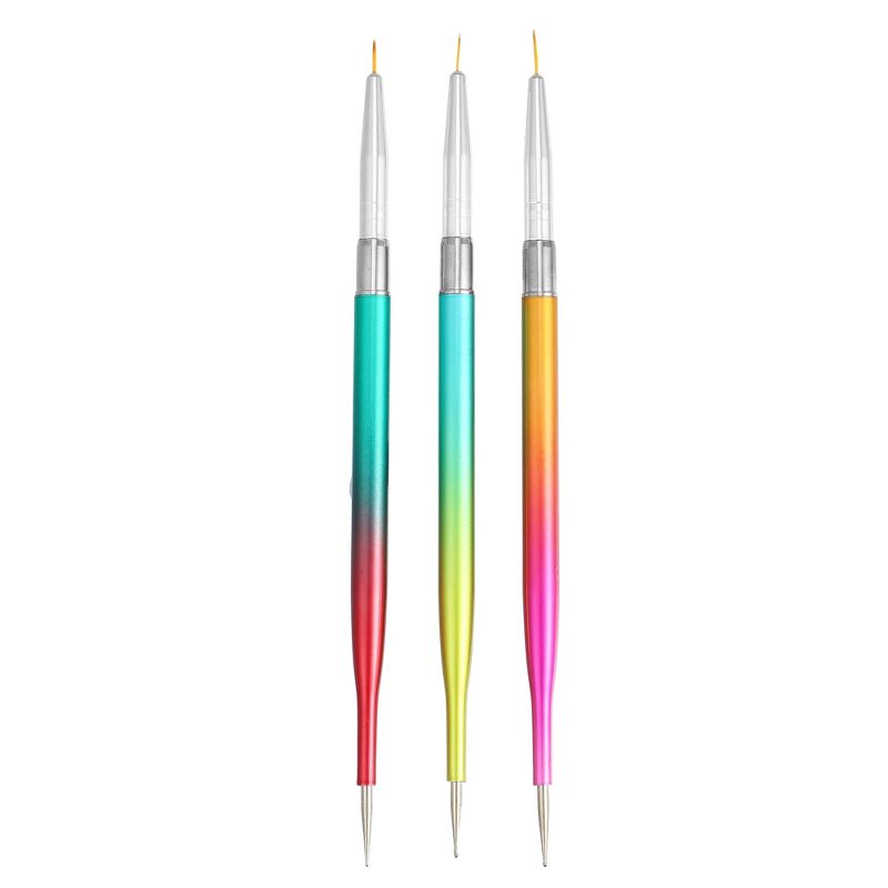 Unique Bargains Double Ended Nail Art Brushes 3 Pcs Nail Design Tool Kit Including Nail Liner Brush and Nail Dotting Pen, 1 of 7