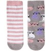 Memoi Girl's Kitty Cats Fuzzy Mid-Cut Socks 2-Pack Gray One Size - 3 of 3