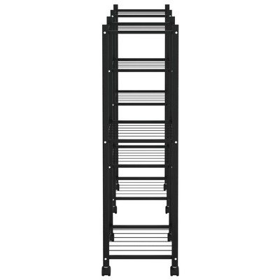 Black Powder-Coated Iron 32.7" Multi-Tier Plant Stand with Wheels