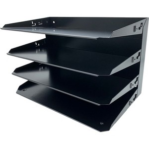 Huron - Horizontal Slots - Desk Organizer - 4 Compartments - Steel - Black - 15 in. x 9.3 in. x 8.6 in. - 1 Each - 1 of 3
