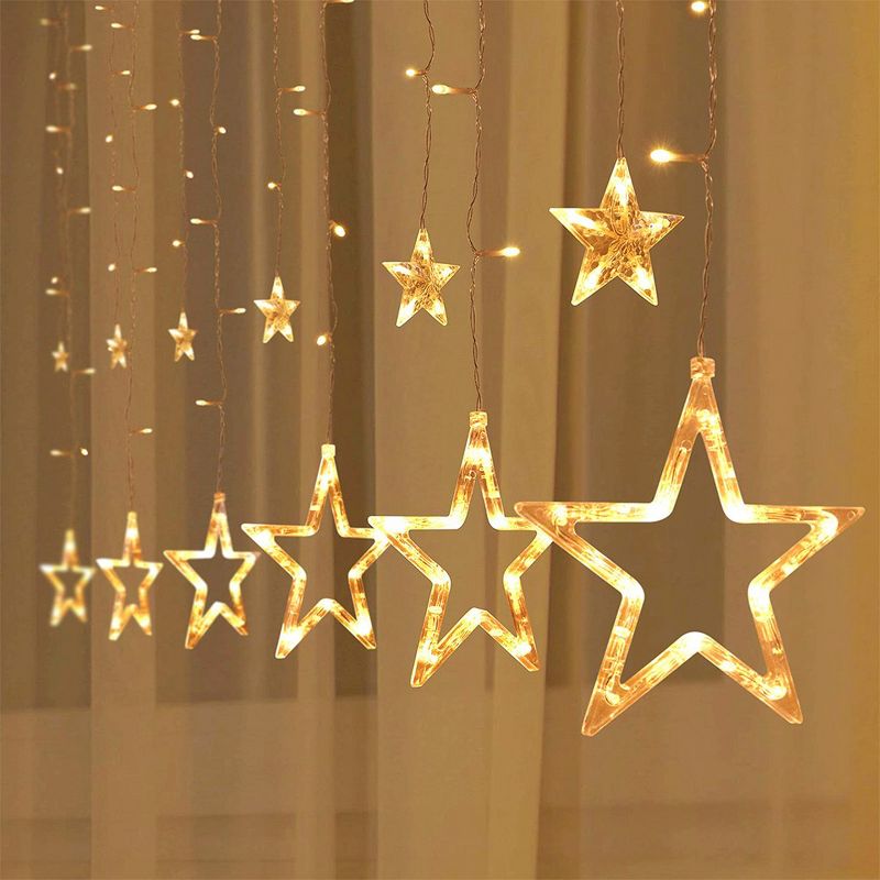 Joiedomi Star Curtain Lights Warm White 2 Packs, 1 of 7
