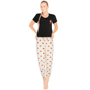 JEFFRICO Womens Pajamas For Women V-Neck Short Sleeve 2 Piece Pajamas Set Sleepwear Soft Pajamas - 1 of 4