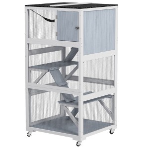 Catio, Outdoor Cat Enclosure House on Wheels with Hammock - 1 of 4