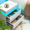 QingMoon Modern End Side with 2 Drawers, with LED Night Stand, Wood Drawers, for Bedroom - 4 of 4