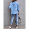 Coolmee Women's Oversized Denim Jacket Casual Long Sleeve Denim Shirts Distresse Jean Jacket Outfits - 4 of 4