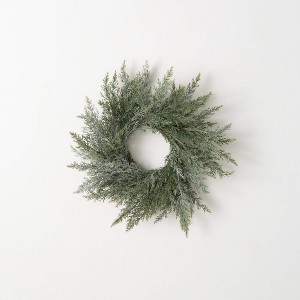 14"H Sullivans Frosted Blue Cedar Mini Wreath, Green Winter Wreaths For Front Door - 1 of 3