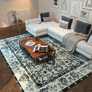 5x7 Washable Abstract Print Multi-Color Area Rug, Thin Distressed Non-Slip Carpet for Living Room Bedroom, Home Decor - 1 of 4