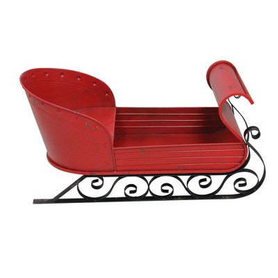 Melrose 30" Red and Black Rustic Winter Christmas Sleigh Decor