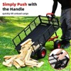 Steel Garden Cart,Heavy Duty Metal Yard Utility Wagon with Removable Mesh Sides,2-in-1 180°Rotating Handle and 16 inch Wheels, Steel Utility - 3 of 4