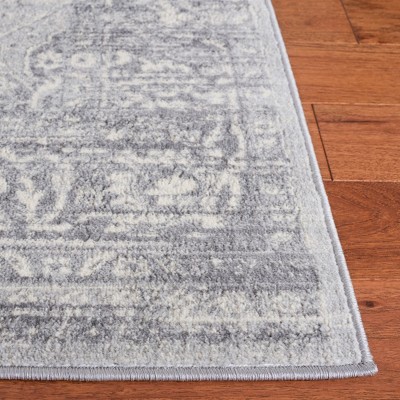 Ivory and Grey Hand-Knotted Synthetic Area Rug