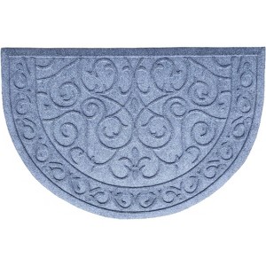 HomeRoots 24" X 36" Gray Scrollwork Semi Circle Outdoor Polypropylene Door Mat - 1 of 4