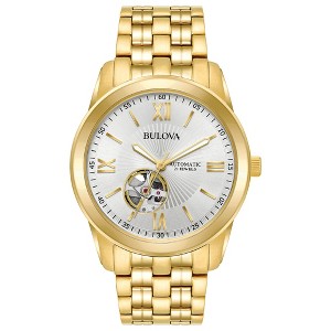 Bulova Men's Classic 3 Hand Automatic Gold Stainless Steel Watch, Open Aperture 42mm - 1 of 4