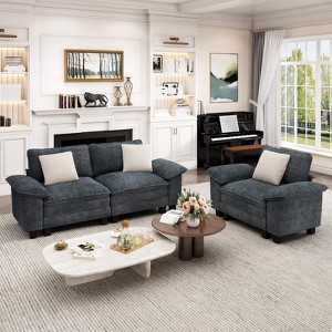 Captiva Designs Cloud Modular 3PC Loveseat Sofa Set, Comfy Deep Seat Sectional Couch for Living Room, Corduroy & Chenille Fabric Upholstery - 1 of 4