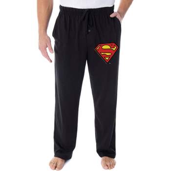 DC Comics Men's Superman Pajama Pants Classic S Symbol Loungewear Sleep Pants Black
