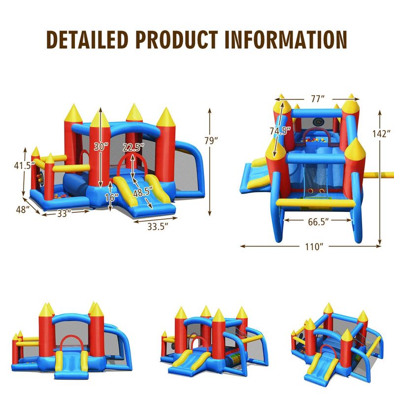 Costway Inflatable Bounce House Slide Jumping Castle Soccer Goal Ball Pit Without Blower, 2 of 11
