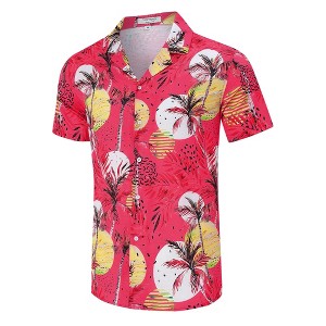 Clearlove Men's Hawaiian Shirt Short Sleeves Printed Button Down Summer Beach Dress Shirts - 1 of 4