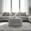 Royal Hampton 32" Coffee Table | Silver Metallic Beads Studded Pattern | Nickel Coated Iron Frame - 3 of 4