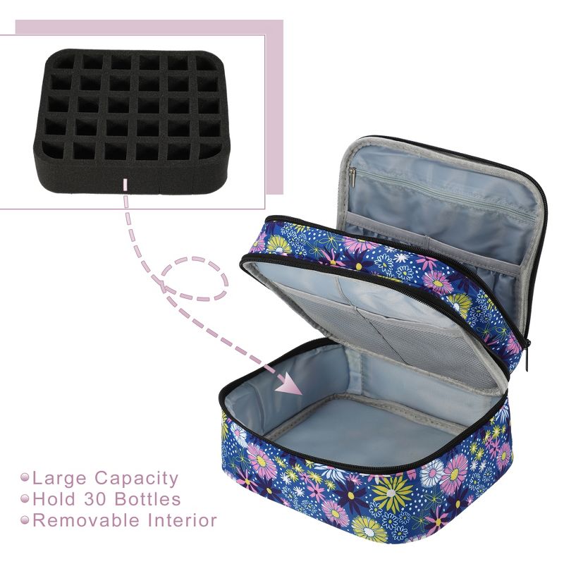 Unique Bargains Double-Layer Nylon Flower Pattern Nail Polish Carrying Case 1Pc, 2 of 7