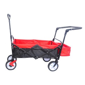 SKRAN Garden Cart Folding Wagon with Adjustable Handle & 360°Universal Wheels for Garden Camping Shopping Beach - 1 of 4